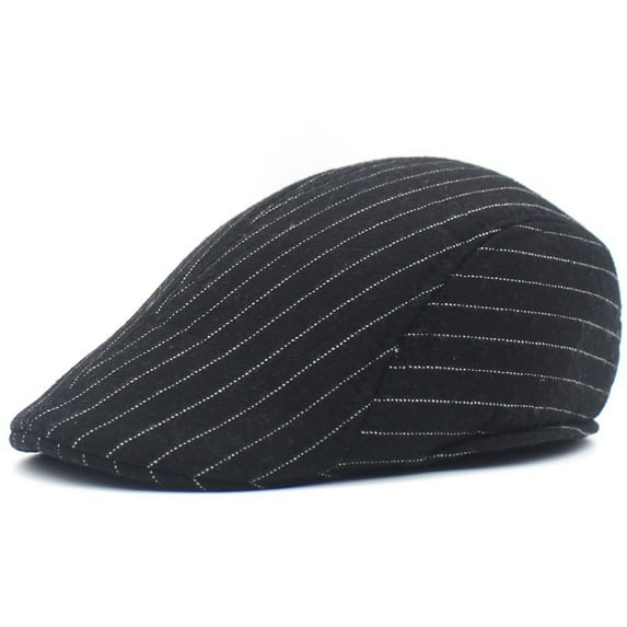 SikaFu Autumn And Winter Thick Beret Retro Striped Duck Tongue Caps Warm The Old Man Hat, Cotton Hat Cotton Men's Hat