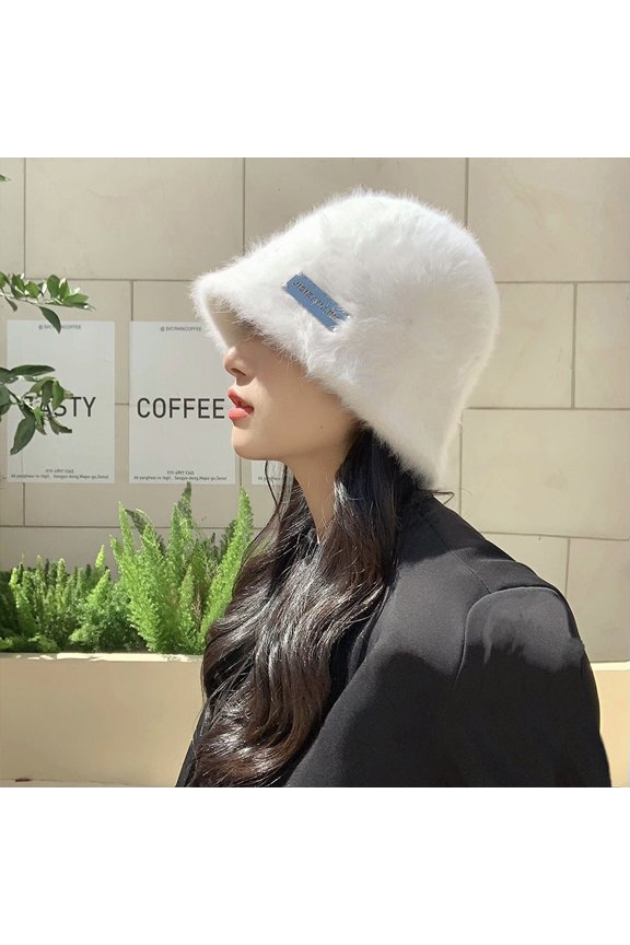 Autumn And Winter Version Of Rabbit Mao Fisherman Hat Make A Small Hairy Hair, Wild Cold, Keep Warm, Cover The Pot, The Pot Plush Bucket Hat