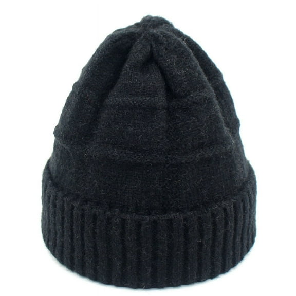 SikaFu Autumn And Winter Wool Hats And Hats, Ladies Knit Caps Rolled Wool Hat Casual Warm Hat