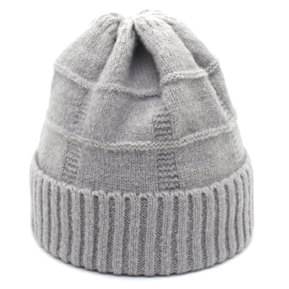 SikaFu Autumn And Winter Wool Hats And Hats, Ladies Knit Caps Rolled Wool Hat Casual Warm Hat