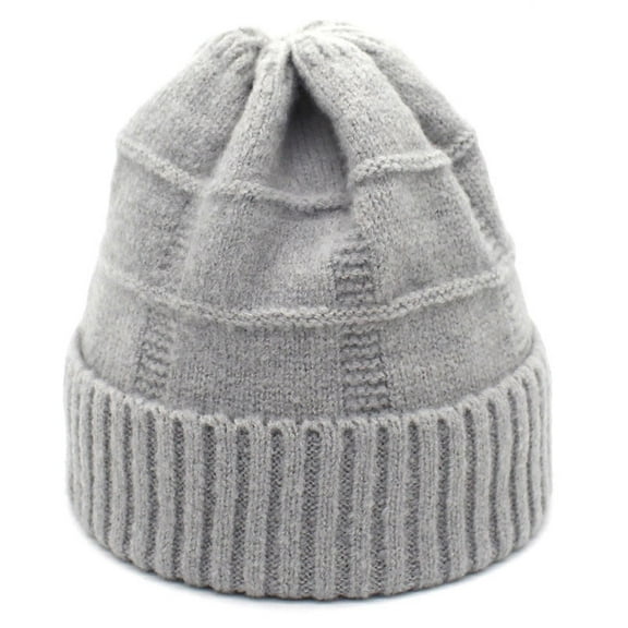 SikaFu Autumn And Winter Wool Hats And Hats, Ladies Knit Caps Rolled Wool Hat Casual Warm Hat