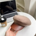 thumbnail image 1 of SikaFu Autumn And Winter Woolen Duckbill Hat, Korean Version, Niche, Elegant Octagonal Hat, Small Face, Retro And Versatile Leather Brim Beret, 1 of 8