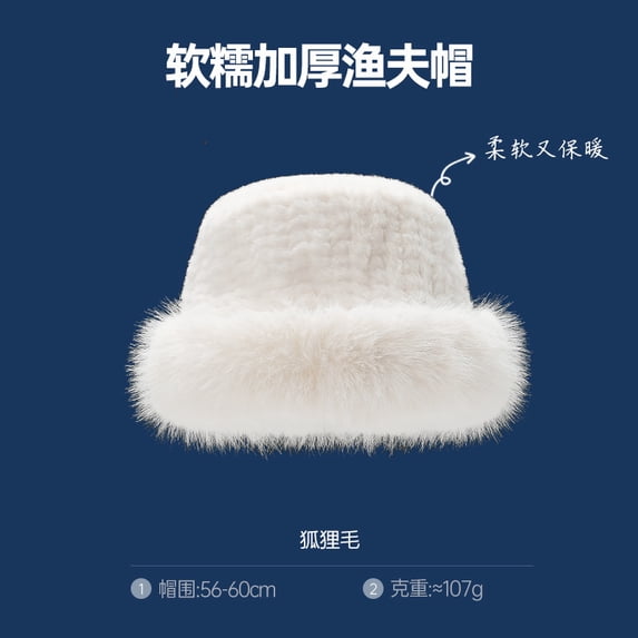 SikaFu Autumn And Winter Imitation Mink Velvet Mongolian Hats Women's High -Level Sense Of Expensive Women Style Mink Fisherman Hat Big Head Enclosure Warming Ear Basin