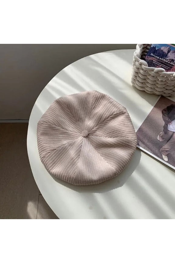 Autumn Winter Large Head Circumference Corduroy Cloud Hat Women Large Version Solid Color Beret Fashion Casual Painter Cap
