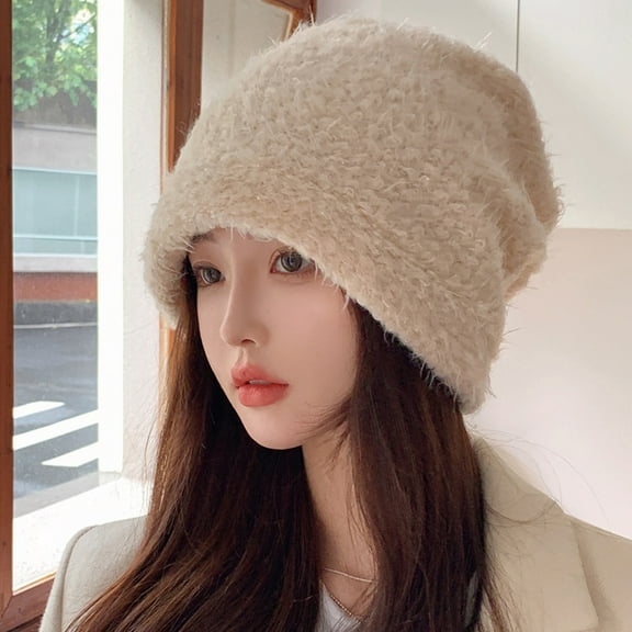 SikaFu Autumn And Winter Small Fresh Sweet Wool Cap Female Version Of The Ear Protective Ear -Keeping Baoshow Head Hat Net Red Pile Hats And Knitted Caps