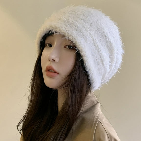 SikaFu Autumn And Winter Small Fresh Sweet Wool Cap Female Version Of The Ear Protective Ear -Keeping Baoshow Head Hat Net Red Pile Hats And Knitted Caps