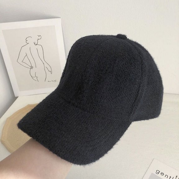 SikaFu Autumn Winter Solid Color Baseball Cap Women Cony Hair Women Visor Hat White Black Warm Cap Plush Baseball Caps Casquette Gorras