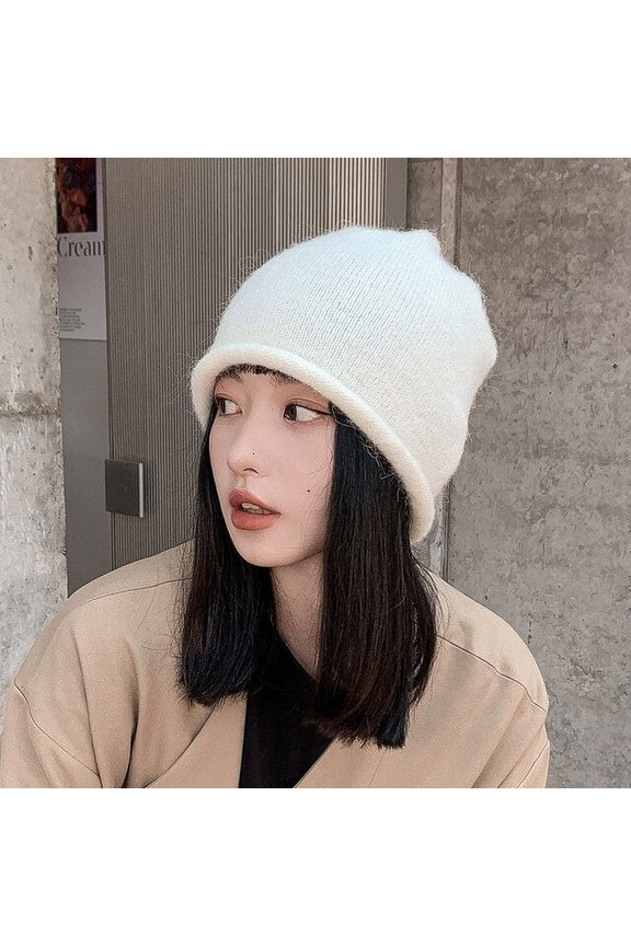 Autumn Winter Wool Curling Hat Black Pullover Hat Knitted Beanie Women's Hat Winter Men Skullies Beanies Warm Casual Slouchy Hat