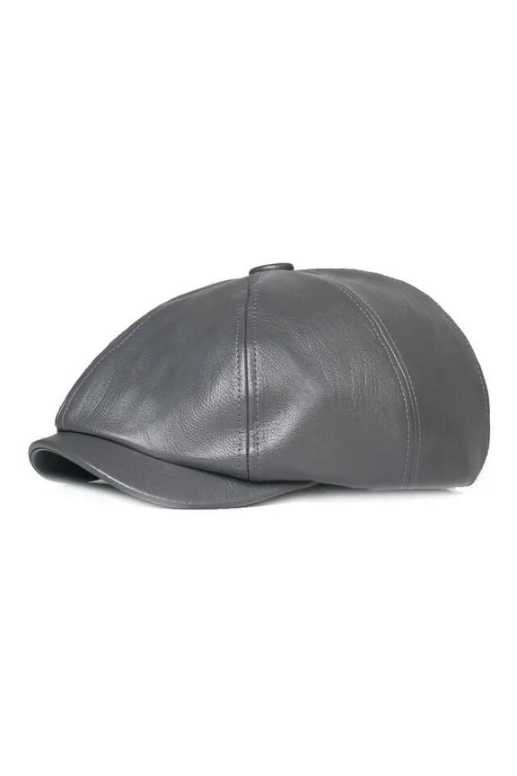 Autumn and Winter Leather Solid Newsboy Caps Flat Peaked Cap Men and Women Painter Beret Hats 129
