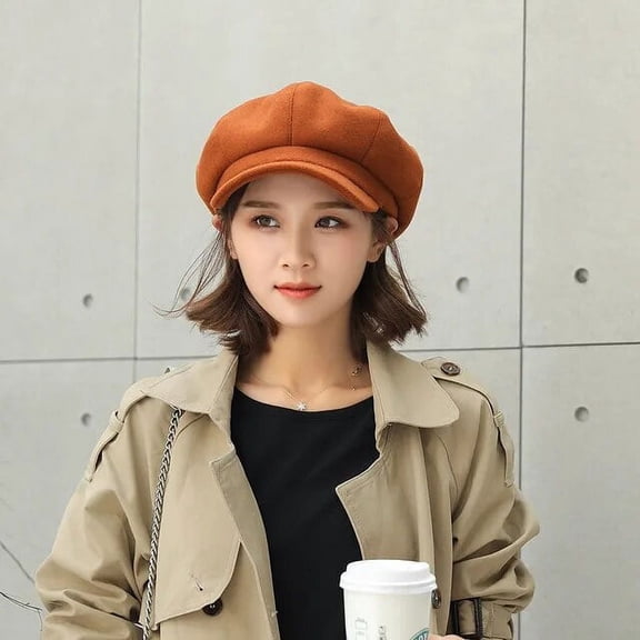 SikaFu Auutmn Winter Hats for Women Solid Plain Octagonal Newsboy Cap Men Ladies Casual Wool Hat Winter Beret Women Painter Cap