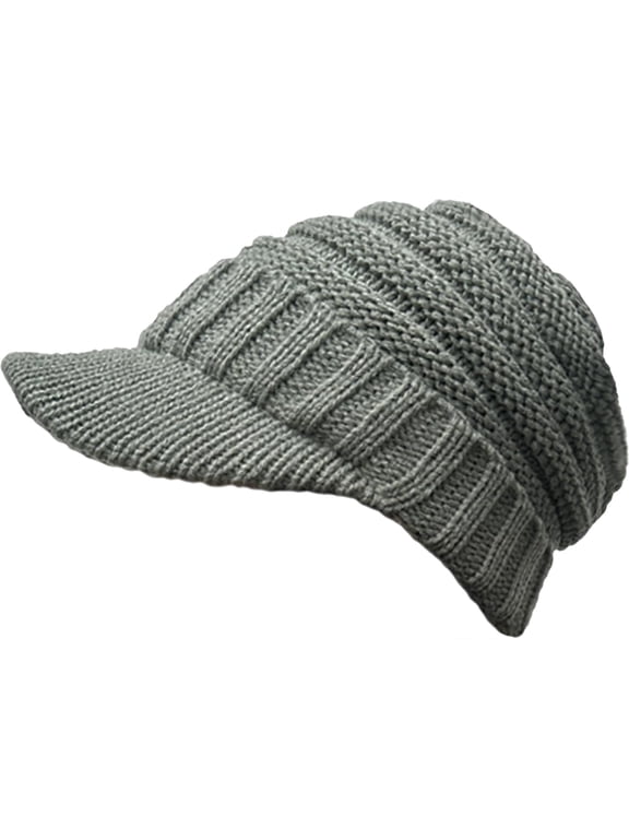 Beanie Tail Winter Warm Knit Messy High Bun Ponytail Hats Visor Beanie Cap