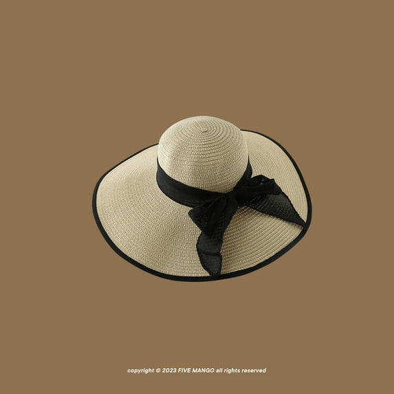 SikaFu Beige Series French Elegant Straw Knitted Hat For Summer Travel Sunscreen And Sunscreen Hat Beach Hat Versatile Straw Hat For Women