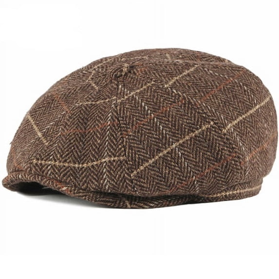 SikaFu Beret Autumn Winter Wool Hat Ivy Flat Cap Men Vintage Plaid Octagonal Newsboy Cap Artist Painter Hat Men Women Beret Cap