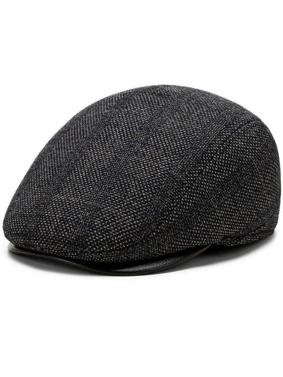 Beret Cap Autumn Winter Hat Vintage Plaid Wool Beret Hats with Ear Flaps Thick Warm Ivy Newsboy Flat Cap Berets for Men