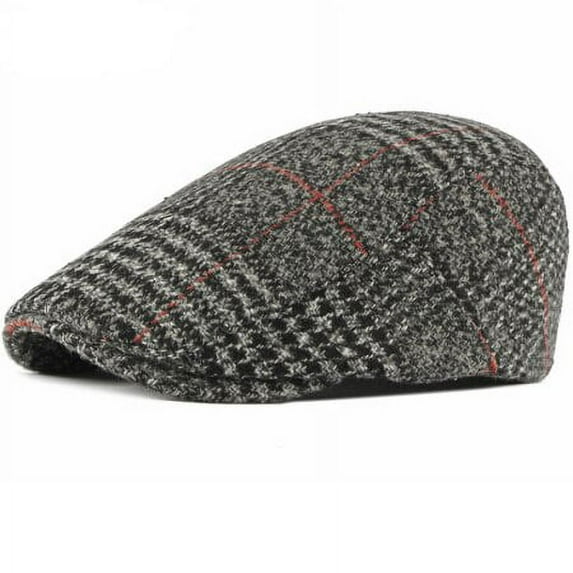 SikaFu Beret Cap Autumn Winter Wool Hat Vintage Plaid Men Women Berets Adjustable Retro Ivy Newsboy Flat Cap Artist Painter Hat