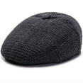 thumbnail image 1 of SikaFu Beret Cap Men Autumn Winter Hat Earflap Cap Thick Warm Men Ear Flap Dad Hat Vintage Newsboy Ivy Flat Cap Male Wool Beret, 1 of 6