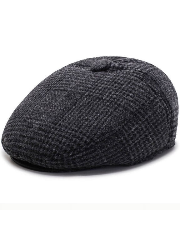 Beret Cap Men Autumn Winter Hat Earflap Cap Thick Warm Men Ear Flap Dad Hat Vintage Newsboy Ivy Flat Cap Male Wool Beret