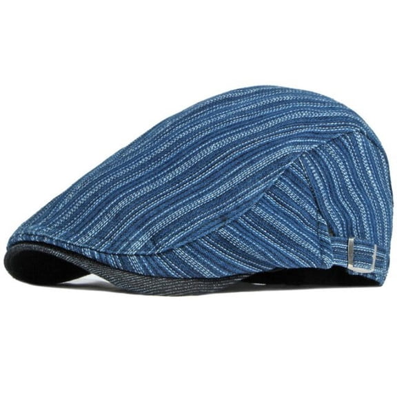 SikaFu Beret Cap Spring Autumn Hat Vintage Striped Ivy Newsboy Flat Cap Male Female Adjustable Denim Beret Hat Men Women Berets