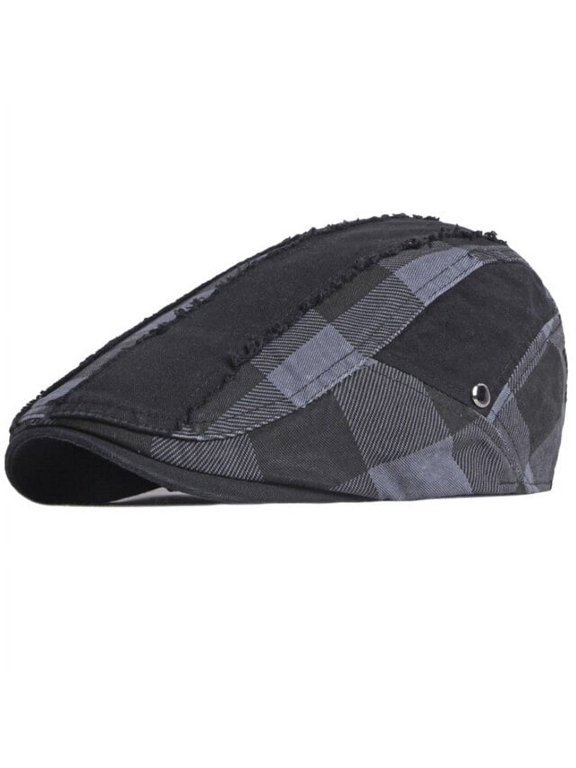 Beret Cap Vintage Patchwork Ivy Newsboy Flat Cap Male Female Retro Plaid Artist Painter Beret Hat Cotton Men Women Berets