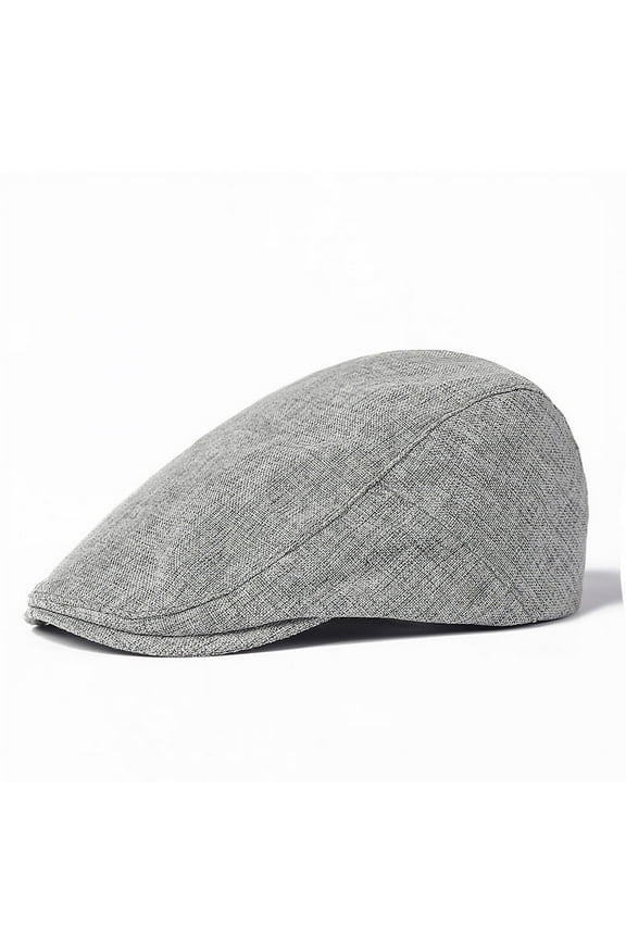 Beret Hat Men's Spring And Summer Thin Air -Breathable Imitation Hemp Tongue Cap Solid Color Forward Hat Middle Elderly Sunscreen Hat