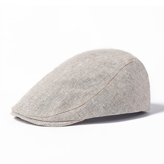 SikaFu Beret Hat Men's Spring And Summer Thin Air -Breathable Imitation Hemp Tongue Cap Solid Color Forward Hat Middle Elderly Sunscreen Hat