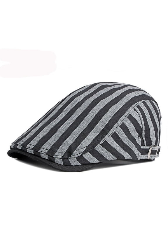 Beret Men Women Striped Beret Hat Spring Summer Ivy Newsboy Flat Cap Retro Artist Painter Hat Adjustable Gastby Beret Cap
