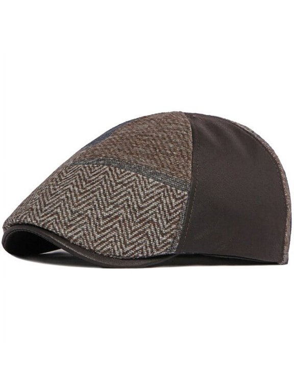 Berets Autumn Winter Beret Cap Hat Men Women Panels Patchwork Artist Painter Beret Hat Retro Flat Octagonal Newsboy Cap