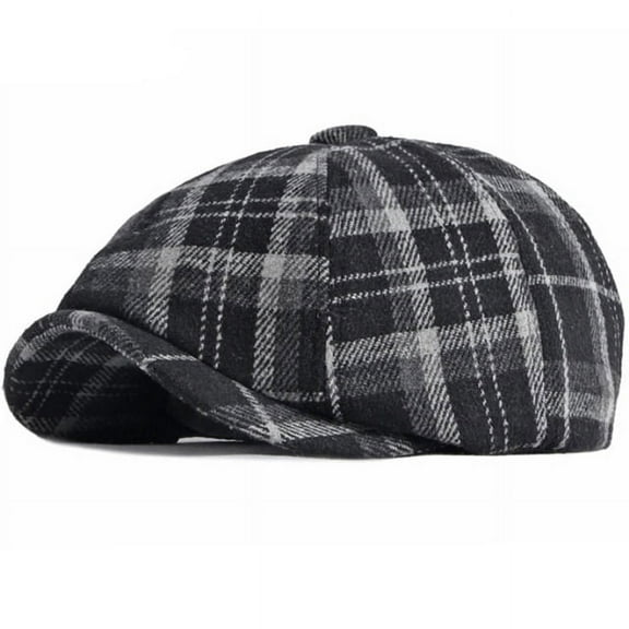 SikaFu Berets Autumn Winter Cap Hat Men Women Plaid Octagonal Newsboy Cap Artist Painter Wool Beret Hat Male Female Beret Caps