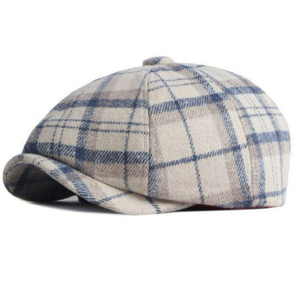 SikaFu Berets Autumn Winter Cap Hat Men Women Plaid Octagonal Newsboy Cap Artist Painter Wool Beret Hat Male Female Beret Caps