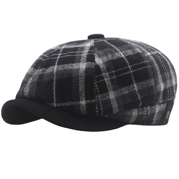 SikaFu Berets Autumn Winter Hats for Men Women Vintage Plaid Octagonal Newsboy Cap Retro Artist Painter Wool Beret Hat Beret Cap