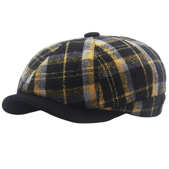 SikaFu Berets Autumn Winter Hats for Men Women Vintage Plaid Octagonal Newsboy Cap Retro Artist Painter Wool Beret Hat Beret Cap
