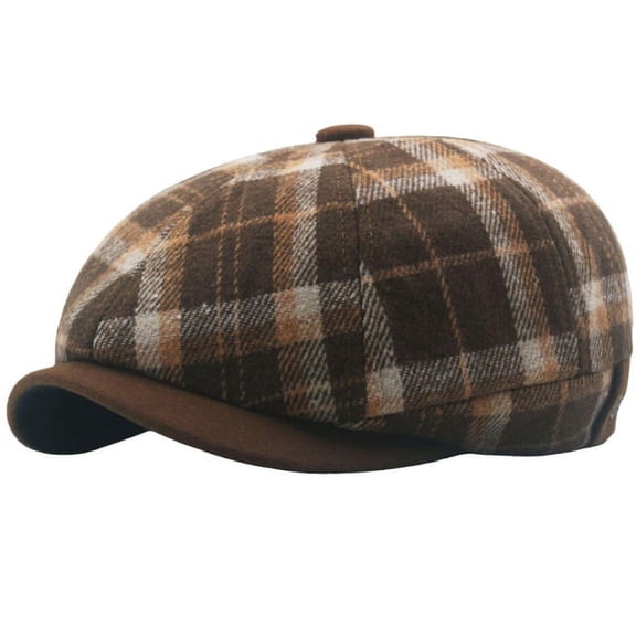 SikaFu Berets Autumn Winter Hats for Men Women Vintage Plaid Octagonal Newsboy Cap Retro Artist Painter Wool Beret Hat Beret Cap