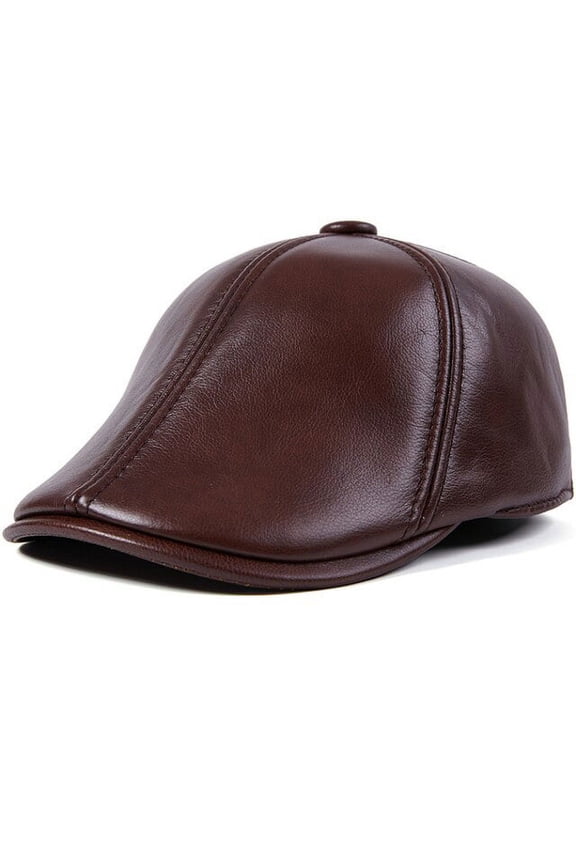 Berets Genuine Leather Hat Men Earflap Ivy Newsboy Flat Cap Male Autumn Winter Hat Solid Vintage Dad Hats with Earflap