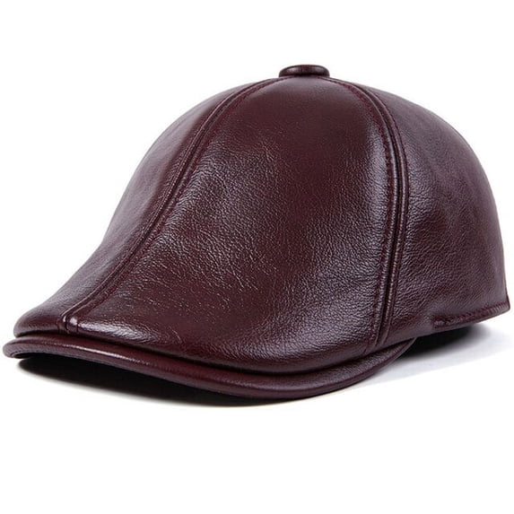 SikaFu Berets Genuine Leather Hat Men Earflap Ivy Newsboy Flat Cap Male Autumn Winter Hat Solid Vintage Dad Hats with Earflap