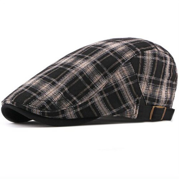 SikaFu Berets Hats for Men Women Plaid Ivy Newsboy Caps Unisex Adjustable Cabbie Flat Caps Berets Casual Male Female Beret Caps
