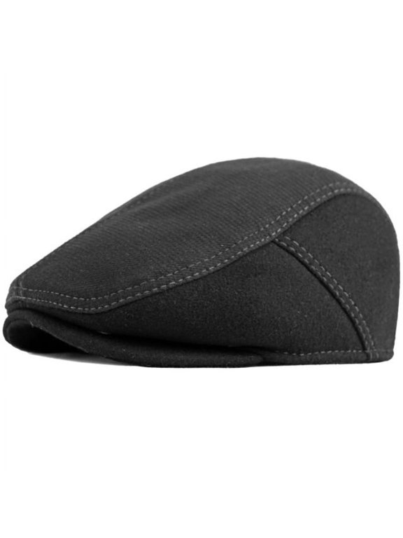 Berets Men Cap Thick Warm Wool Beret Hat with Ear Flap Retro Ivy Newsboy Flat Cap Male Ajustable Autumn Winter Beret Cap