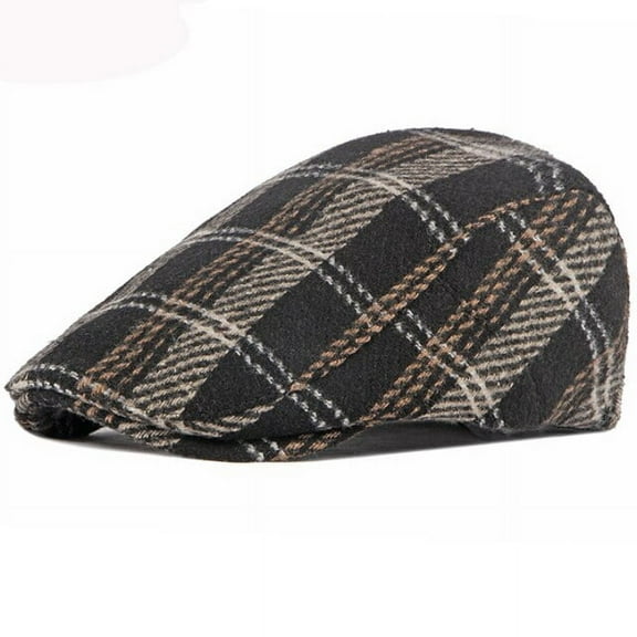 SikaFu Berets Men Women Autumn Winter Hat Vintage Plaid Ivy Newsboy Flat Cap Male Female Artist Painter Beret Hat Wool Beret Cap