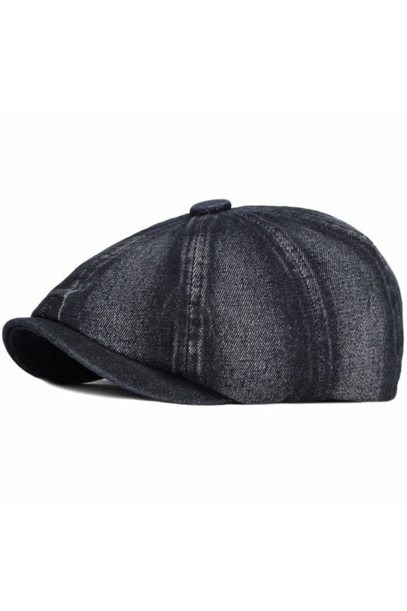 Berets Men Women Flat Cap Hat Washed Cotton Denim Beret Cap Vintage Artist Painter Beret Hat Unisex Octagonal Newsboy Cap