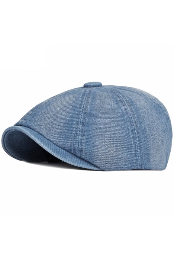 Berets Men Women Flat Cap Hat Washed Cotton Denim Beret Cap Vintage Artist Painter Beret Hat Unisex Octagonal Newsboy Cap