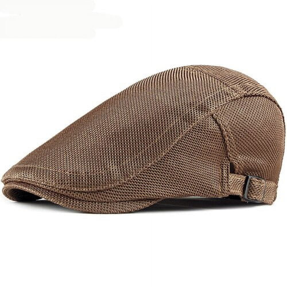 Men's Mesh Cap Breathable Summer Newsboy Hat Adjustable Beret Ivy Cap Irish Cabbie Driving Hunting Hats