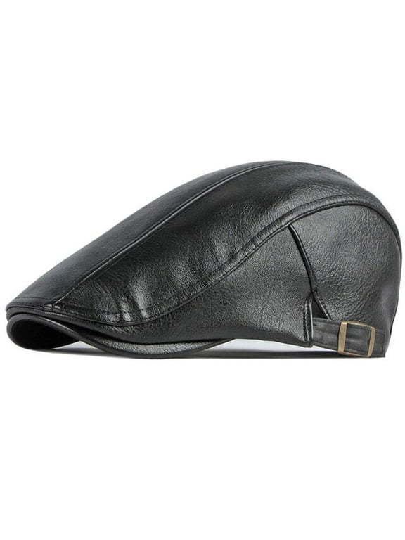 Berets PU Leather Beret Caps for Men Women Autumn Winter Hats for Men Vintage Ivy Newsboy Flat Cap Male Female Beret Hats