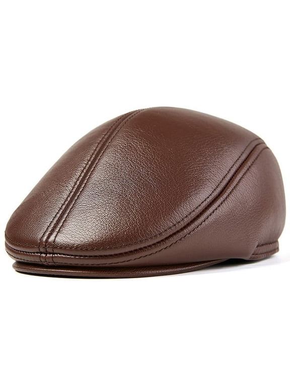 Berets for Men High Quality Autumn Winter Cap Hat Men Genuine Leather Beret Cap Elder Man Dad Hat with Ear Flap Beret Hat
