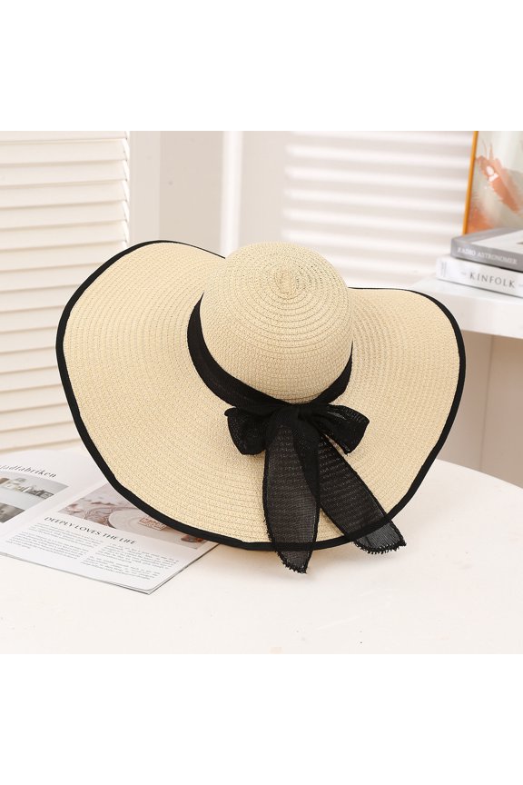 Big Eaves Folding Bow Bowl Ms. Version Of The Trendy Outdoor Beach Sun Hat Sunscreen Hat