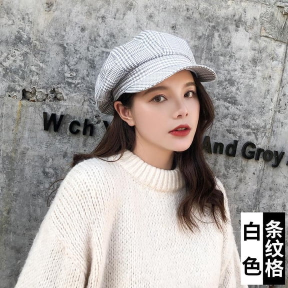 SikaFu Black Woolen Duck Tongue Beret For Women In Autumn And Winter, British Fashion Retro Octagonal Hat, Korean Version, Japanese Newsboy Painter Hat