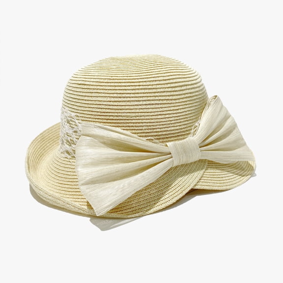 SikaFu Bowtie Straw Hat For Women's Summer New Big Eaves Sunshade And Sunscreen Hat For Outdoor Outgoing On Beach Beach Sun Cool Hat
