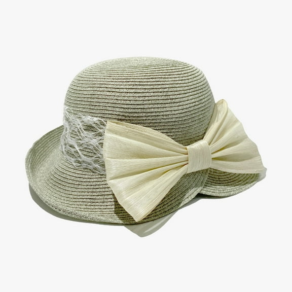SikaFu Bowtie Straw Hat For Women's Summer New Big Eaves Sunshade And Sunscreen Hat For Outdoor Outgoing On Beach Beach Sun Cool Hat