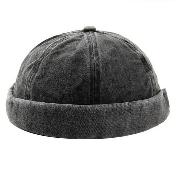 SikaFu Brimless Docker Cap Washed Style Boy Girls Student Skullcap Hats Men Cotton Beanie Docker Brimless Hat Rolled Cuff Harbour Hats