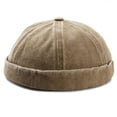thumbnail image 1 of SikaFu Brimless Docker Cap Washed Style Boy Girls Student Skullcap Hats Men Cotton Beanie Docker Brimless Hat Rolled Cuff Harbour Hats, 1 of 6