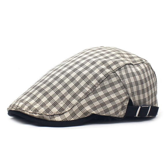 SikaFu British Style Retro Grid Hat Can Adjust The Forward Hat Men's Beret Hat Cross -Border Hat Female Hat