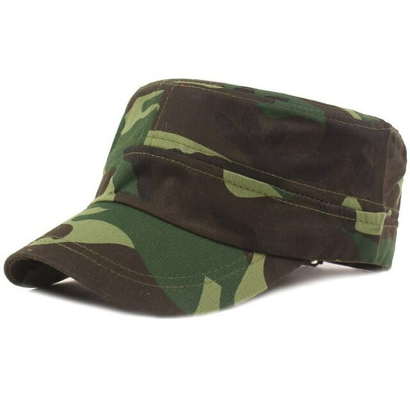 SikaFu Camouflage Baseball Cap Flat Top Cadet Army Military Cap Men Women Adjustable Baseball Hat Unisex Spring Summer Sun Cap